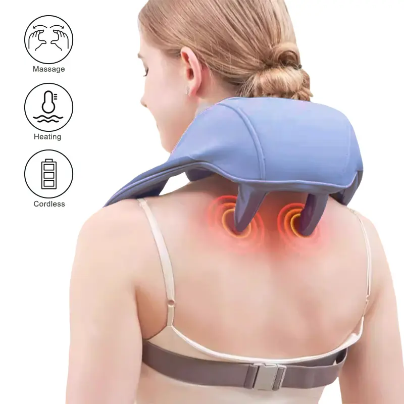 Built-in Battery Wireless Shiatsu Heating Neck Shoulder Massage Belt Muscle Pain Relief Shoulder Neck Massager