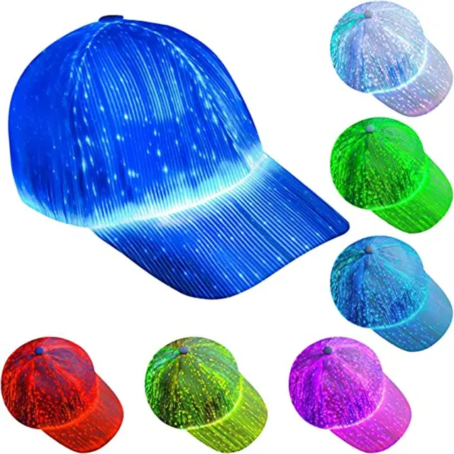 Groothandel 6 Kleuren Lichtgevende Led Hoeden Usb Opladen Licht Up Baseball Cap Glasvezel Witte Cap Voor Glow In Dark feestartikelen