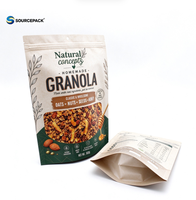 Sac refermable en papier kraft imprimé sur mesure, style zip, réutilisable, anti-odeur, Doypack autoportant pour emballage alimentaire (noix)