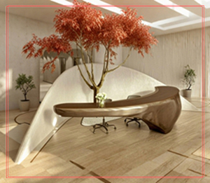 Mostrador de Recepción de Fibra de Vidrio Curvo, Moderno y Creativo, Diseño Artístico de Lujo para Salón o Vestíbulo - Product Image 1
