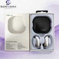 Écouteurs sportifs OWS-19 avec crochet d'oreille en fil mémoire, écouteurs sans fil stéréo V5.4 avec effet sonore panoramique 9D, batterie LED