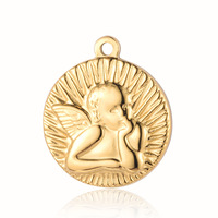 Collier pendentif croix rétro français en acier inoxydable plaqué or 18 carats, charme ange Madonna étanche, ne ternit pas Yf6613