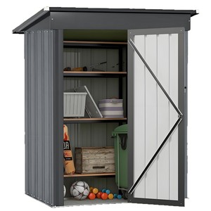 Caseta de Almacenamiento Moderna de Acero para Exteriores con Puerta con Cerradura para Jardín - Product Image 5