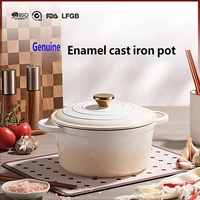 Casserole en fonte émaillée céramique antiadhésive avec couvercle, dégradé blanc ivoire, pour la maison, la cuisine, le restaurant, pour ragoûts, soupes et braisages