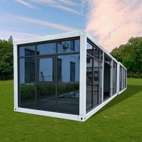 Casa Contenedor Prefabricada de Lujo con Pared de Cortina de Vidrio de 20 pies, Unidad de Vivienda Modular Desmontable para Alojamiento en Hoteles al Aire Libre