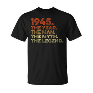 T-shirt vintage del 1945 Man Myth Legend, regalo promozionale speciale per il compleanno - Product Image 2