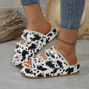 Sandali Estivi da Donna Taglie Grandi con Fibbia in Denim Laminato, Ciabatte con Plateau e Suola Spessa, Nuova Collezione Estiva 25, Commercio Estero - Product Image 3