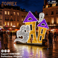 Prix d'usine, faible MOQ, 110V 220V, alimentation secteur standard UE, Royaume-Uni, États-Unis, Australie, motif lumineux 2D d'Halloween orange scintillant avec cadre en guirlande