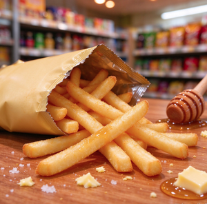 Patatine fritte al gusto miele e burro, pronte da mangiare, croccanti, confezionate singolarmente, snack per supermercati e minimarket - Product Image 4