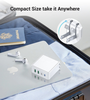 Chargeur rapide USB C USB A GaN 140W, adaptateur mural multi-ports US PD QC haute puissance, charge rapide pour iPhone, Samsung, tablette, Macbook