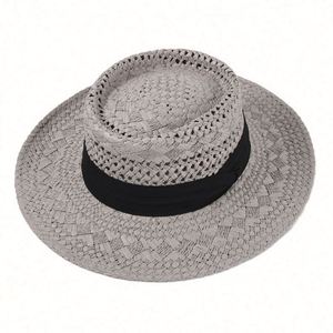 Sombrero de Paja Panamá Tejido a Mano de Alta Calidad para Mujer, Sombrero de Playa Transpirable con Protección Solar para el Verano - Product Image 6