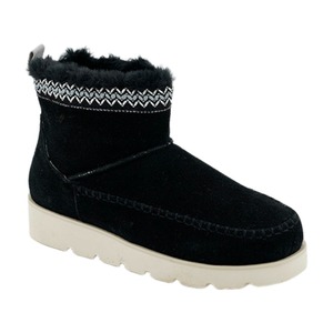 Botines de mujer a la moda con plataforma gruesa de 5 cm, botas de invierno de lana artificial, botas de nieve para mujer, zapatos de cuero de vaca para mujer - Product Image 3