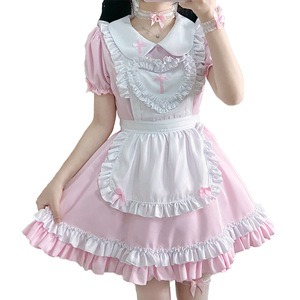 Costume de demoiselle d'honneur d'anime japonais, robe rose avec tablier, tailles S-5XL, tenue de cosplay pour jeux de rôle, printemps 2025 - Product Image 5