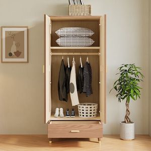 Armario de Madera Maciza de Fresno, Estilo Nórdico, con Doble Puerta, Mueble de Dormitorio, Color Roca Martiana - Product Image 4