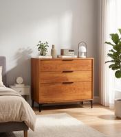 Commode moderne à 3 tiroirs, écologique, réglable, avec pieds en métal noir, style européen contemporain, meuble de rangement pour chambre et salon