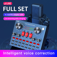 BM800 V8 PRO Mélangeur de Podcast Son Audio Personnalisé Microphone à Condensateur Filaire Métal Style Cardioïde Polaire et Carte Son V8S – Ensemble Complet