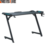 Tables de jeu Wquantum Z9 en bois et carbone en forme de Z avec cadre métallique, surface en mélamine, porte-gobelet et crochet pour casque