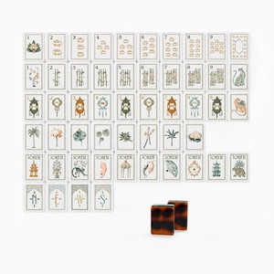 Nuevas fichas de mahjong en stock: diseño de loto blanco, acrílico de cuatro capas, estilo mahjong americano, patrón de caparazón de tortuga - Product Image 4