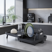 Égouttoir à vaisselle pliable en acier inoxydable WIREKING, à poser sur l'évier, gain de place, pour comptoir de cuisine