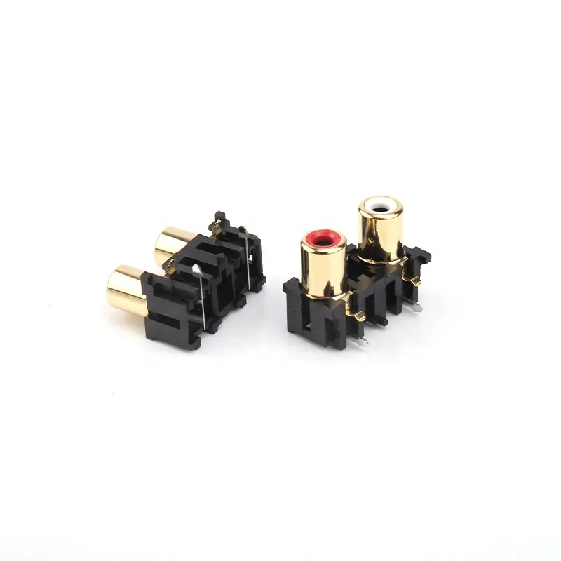 Av Socket 2 Gaten Vrouwelijke Dip Pcb Mount Audio Professionele Rca Jack Connector Voor Paneel Mount