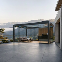 Pergola à toit à lames orientables en alliage d'aluminium, résistante à la pluie et au vent, personnalisable en usine pour cuisine extérieure, usage en resort et extérieur