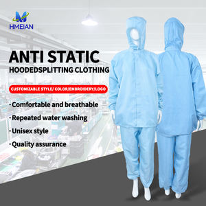 Vêtements de travail antistatiques bleus et blancs, combinaison antistatique, capuche, vêtements sans poussière, vêtements ESD, vêtements antistatiques - Product Image 1