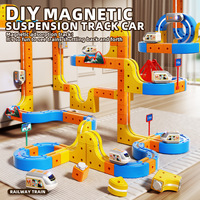 Mainan Puzzle Magnetik DIY dengan Suspensi Magnetik, Mobil Trek Bangunan Magnetik, Kereta Listrik, dan Adegan Roller Coaster