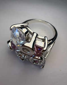 Anillo Tradicional Ajustable de Lujo con Cristales Multicolores, Bañado en Oro y con Piedras Preciosas Naturales Arcoíris para Mujer CN - Product Image 1