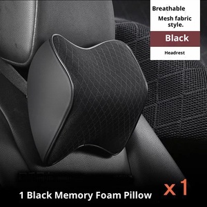 Coussin de soutien lombaire et cervical en mousse à mémoire de forme et cuir artificiel pour appuie-tête de voiture, avec maille latérale - Product Image 4