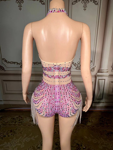 Costume da ballo personalizzato con nappine da donna e strass per danza del ventre - Product Image 6