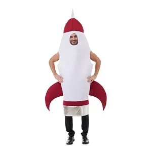 Fancy Dress Red White Spaceship Rocket Halloween Costume for Adult