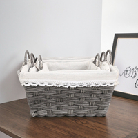 Ensemble de paniers de rangement tissés en rotin rectangulaire écologique Design mignon Table basse de salon Utilisation multifonctionnelle de bureau