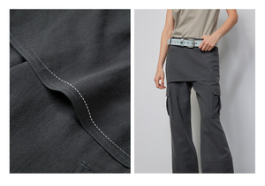 Miu-Style Faux deux pièces vêtements de travail évasé décontracté <span class=keywords><strong>taille</strong></span> <span class=keywords><strong>basse</strong></span> décontracté <span class=keywords><strong>taille</strong></span> <span class=keywords><strong>basse</strong></span> minceur pantalon à glissière pour les femmes - Product Image 5