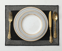 Créez votre propre service d'assiettes de luxe en porcelaine fine avec bordure dorée, écologique et compatible micro-ondes – Style moderne, idéal pour les cadeaux