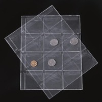 Pages de rangement transparentes à 12, 20, 30 ou 42 trous pour autocollants, timbres, badges, pièces de monnaie, pour albums de pièces de monnaie