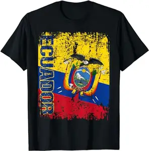 Individuelles ecuadorianisches Flagge-T-Shirt Druck auf Bestellung Sommer Sport atmungsaktiv Hemd Großhandel Individuation bedruckt Herren Tees