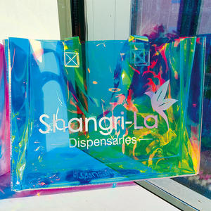 Custom Holographic PVC Shopping <b>Clear</b> <b>Tote</b> Gift <b>Bag</b> Transparent Laser Beach Shopping <b>Bag</b> with Thick Rope Handle - Product Image 2