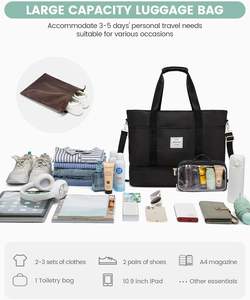 Free Sample Wholesale Canvas Travel Tote Bag Extra Large Carryall Shoulder Bag for Women With Compartment for <b>Phone</b> - Product Image 2