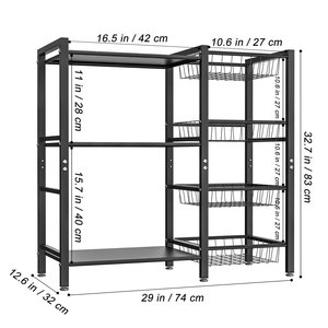 Multi-Functional ABS Metal Trolley <b>Storage</b> Rack with Wheels Floor-Standing Snack & <b>Microwave</b> Oven Rack for Bedroom & Kitchen - Product Image 2