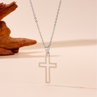 Collier pendentif croix tendance en acier inoxydable plaqué or 18 carats PVD, ne ternit pas, pour femme