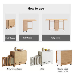 Juego de Mesa de Comedor Rectangular Plegable de Madera Moderna, Sillas Plegables Retráctiles, 4-6 Plazas, Convertible, para el Hogar, Apartamento, Uso Recreativo - Product Image 3