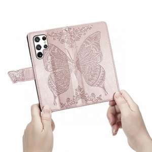 Custodia a Portafoglio per <span class=keywords><strong>Samsung</strong></span> S26 Ultra S25 con Porta Carte di Credito, in Pelle PU Goffrata con Motivo Farfalla e Fiore - Product Image 2
