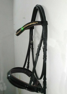 Brida de caballo de charol de dos tonos Topacio Crystal Wave Brow Band Noseband Estilo occidental Sillín acolchado Sillines de alta calidad - Product Image 3