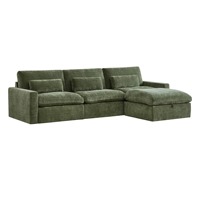 Canapé modulaire en tissu vert moderne 3 places avec chaise longue, ensemble de meubles de salon pour maison, villa, loft, hôtel