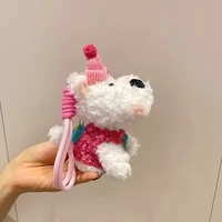 Porte-clés en peluche Kawali West Highland Terrier, poupée chiot réaliste et douce, animal en peluche mignon, breloque de sac, cadeau pour les amoureux des chiens, accessoire