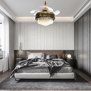 XH-8168 Decorative Modern <strong>Remote</strong> <strong>Control</strong> <strong>LED</strong> Hidden Blades Crystal <strong>Ceiling</strong> <strong>Fan</strong> With Light <strong>Kit</strong> - Product Image 6