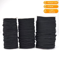 Cordon élastique rond noir en polyester, flexible et résistant, pour cordons de serrage de vêtements (vente en gros)