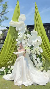 Style chinois salle de mariage scène plafond flottant Tulle rideau décoration tissu élastique décorations de mariage avec mariage Tulle - Product Image 6
