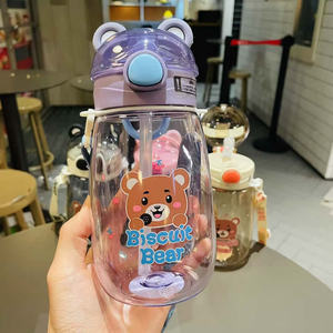 Dễ Thương Gấu Rơm Cup Cho Trẻ Em Giá Trị Cao Chai Nhựa Cho Mẫu Giáo Chống-Mùa Thu Xách Tay Trực Tiếp Uống Mùa Hè <span class=keywords><strong>Container</strong></span> - Product Image 3