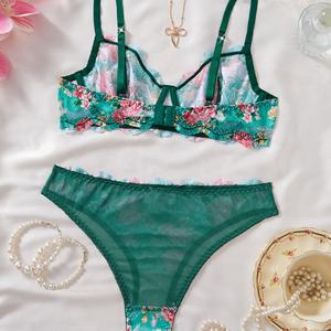 Популярное эксклюзивное высококачественное секс-нижнее белье, собранные сетчатые ободки бюстгальтера с принтом, игривые и сексуальные в стиле кантри - Product Image 3